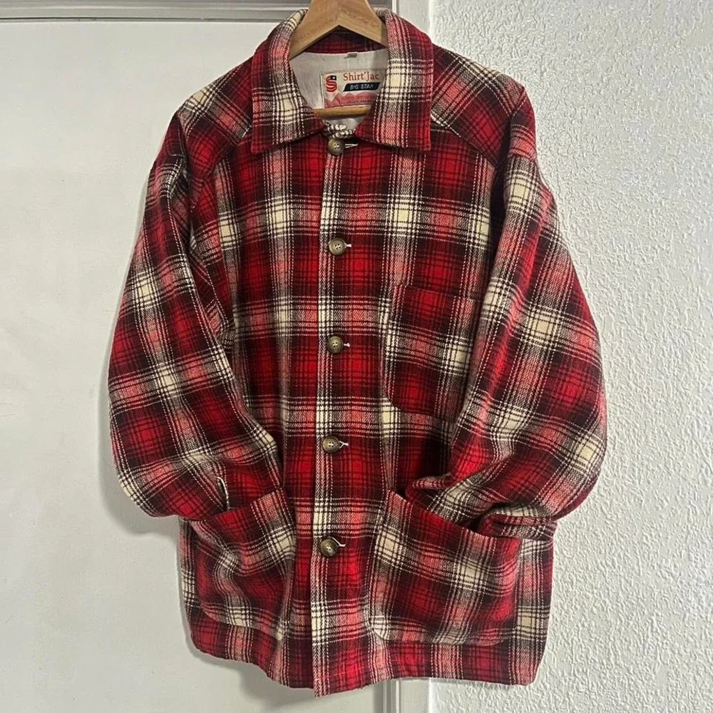 Vintage Big Star Red Plaid Shirt Jacket -‎ Men's Medium
